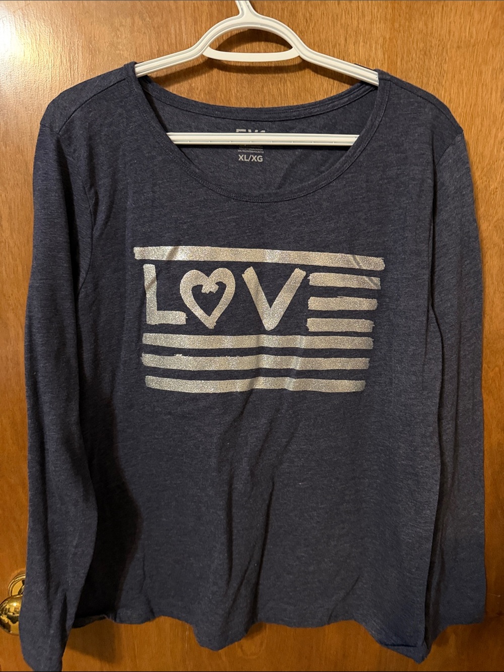Metallic LOVE Navy Long-Sleeve Tee